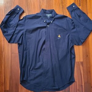 90s Ralph Lauren Tilden Golf Navy Casual Button Shirt Preppy Dress 100% Cotton